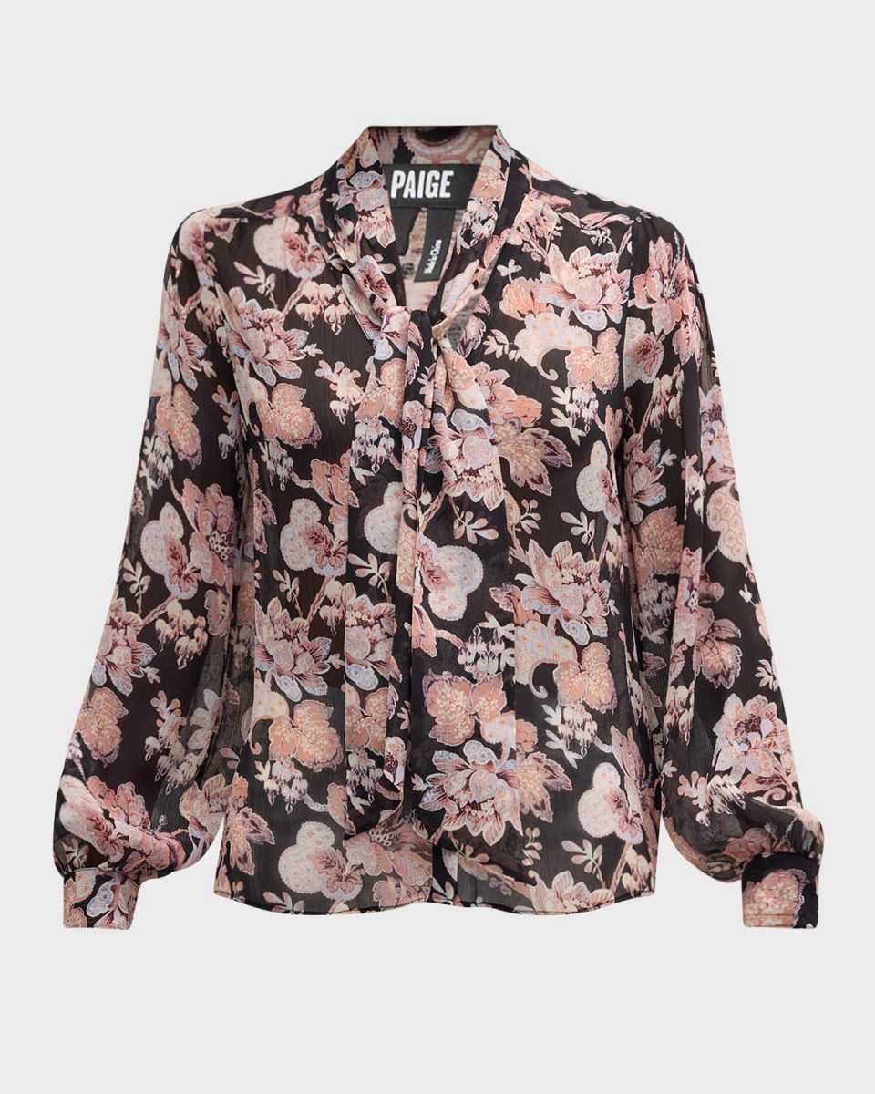Kirstie Floral Tie-Neck Blouse